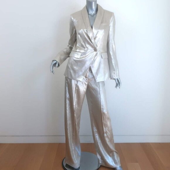 Veronica Beard Metallic Suit Silver Size 4 Jagger Jacket & Millicent Pants NEW - Picture 1 of 13